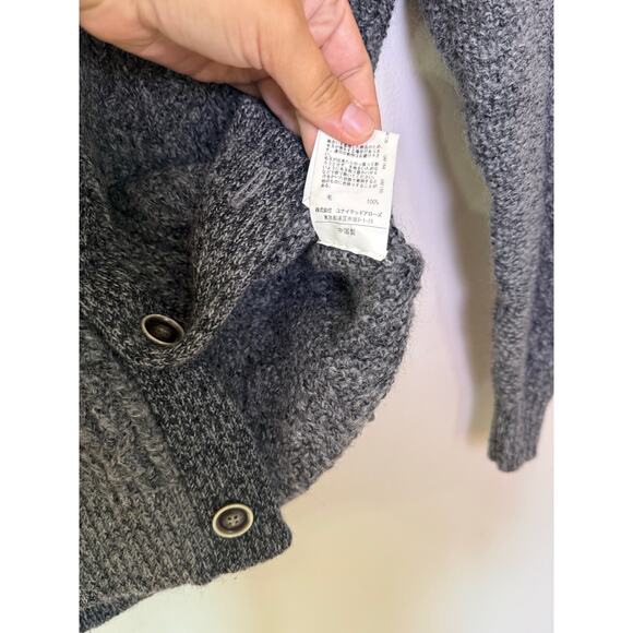 United Arrows Green Label Relaxing Wool Cardigan Sweater Gray Shawl Men’s S - Picture 3 of 6